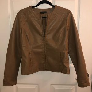 Faux leather embroidered jacket